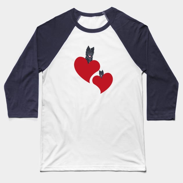 Groenendael Belgian Shepherd in Heart Baseball T-Shirt by Seasonal Dogs